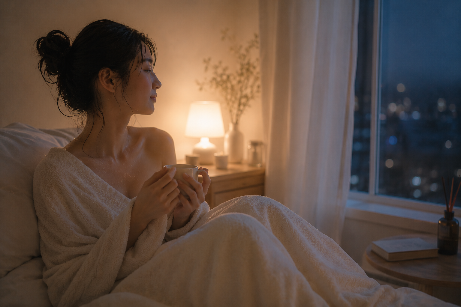 バスタイム後の静かな時間