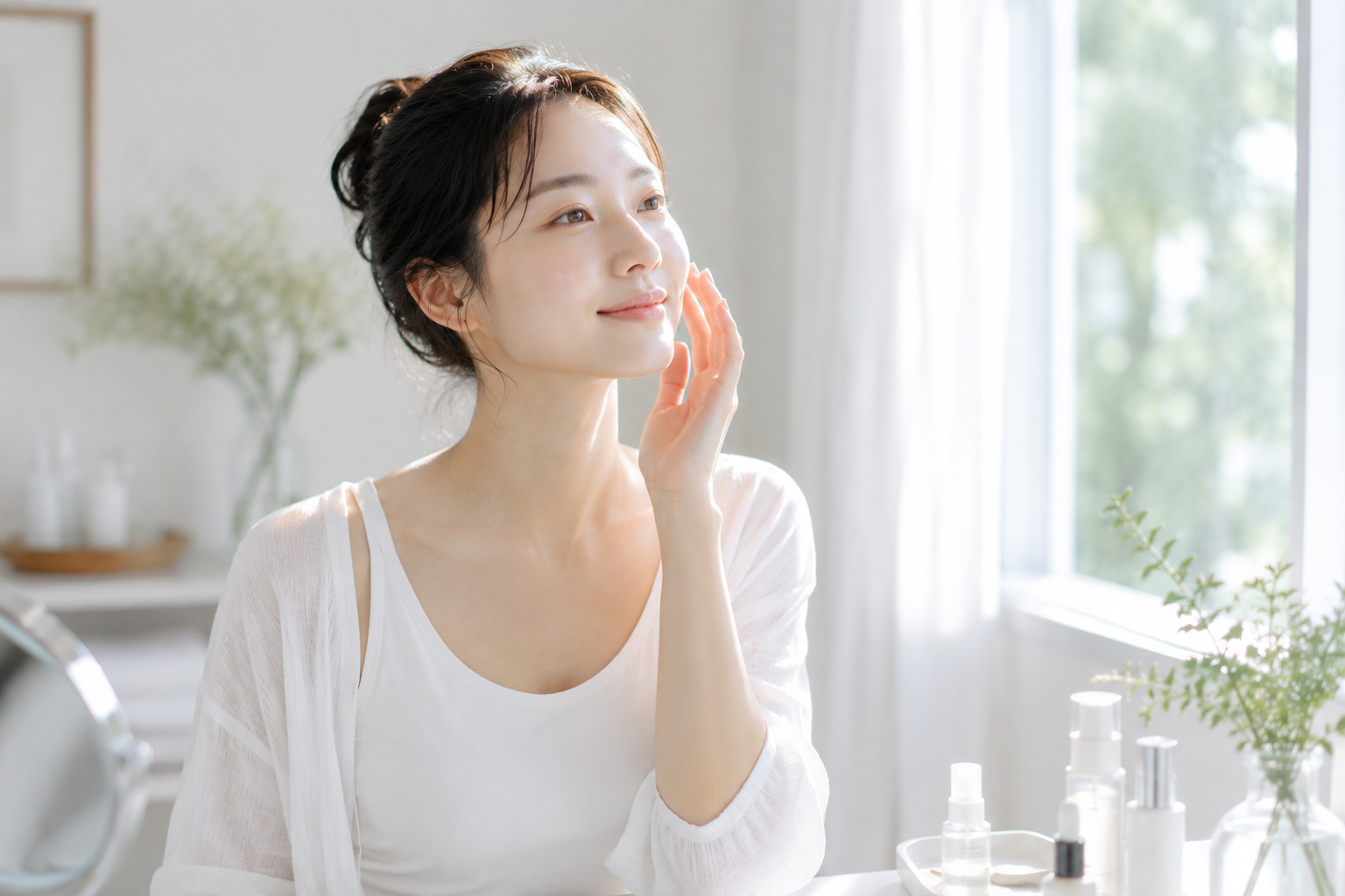 朝の光の中で肌を確かめる